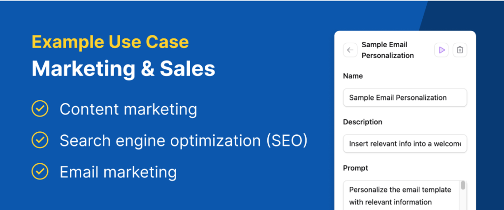 Example AI use cases for marketing and sales