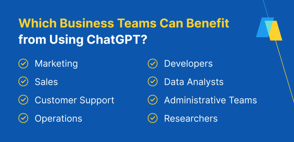 Which business teams can benefit from chat GPT