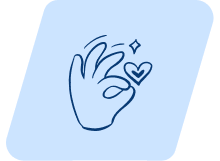 A hand gesture indicating 'okay' or 'perfect', accompanied by a sparkling heart with a checkmark, suggesting approval, positivity, and a job well done.