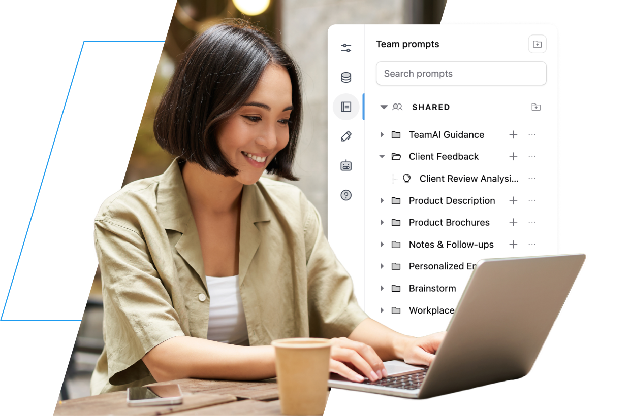 TeamAI prompt library - Person accessing her team prompt in TeamAI