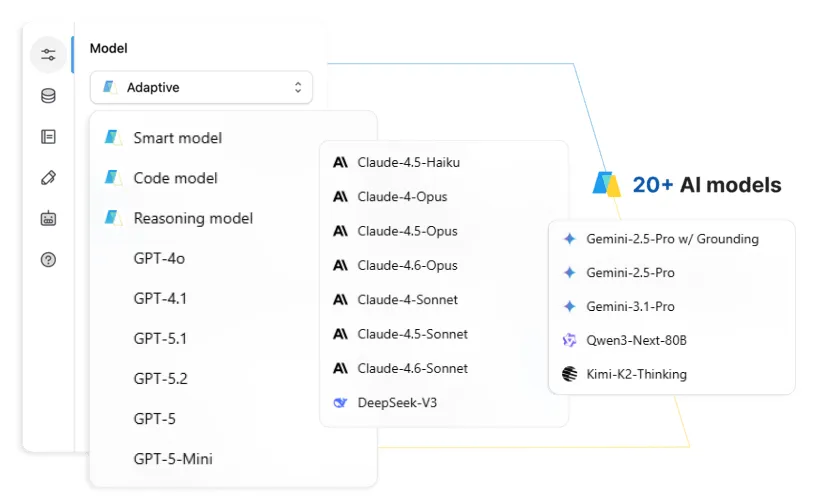This image displays a comparison of various AI models, including Claude models (Haiku, Opus, Sonnet) and Gemini models (2.5-Pro, 3.1-Pro), alongside other models like Qwen and Kimi. The interface suggests a platform for evaluating or listing these large language models, potentially for benchmarking or selection purposes.